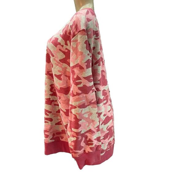 Woman Within +26/28 Pink Camouflage Fleece Ribbed Trim Long Sleeve Sweatshirt - Picture 5 of 6